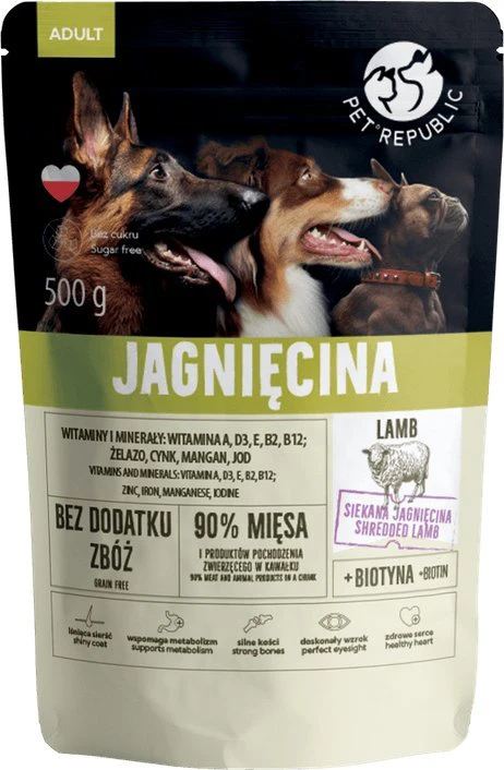 PET REPUBLIC Adult ėriena – šlapias Maistas šunims – 500g