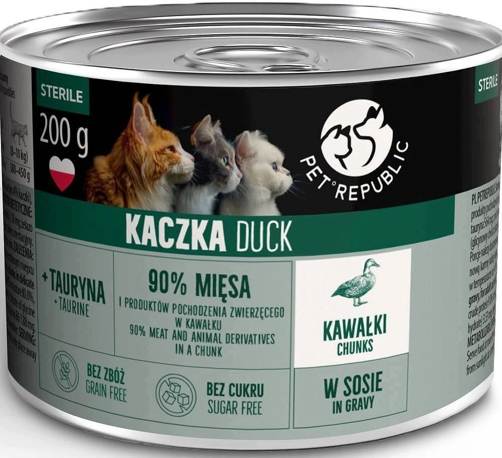 PETREPUBLIC Adult Sterile Chunks with duck in sauce box – wet cat food – 10x200g
