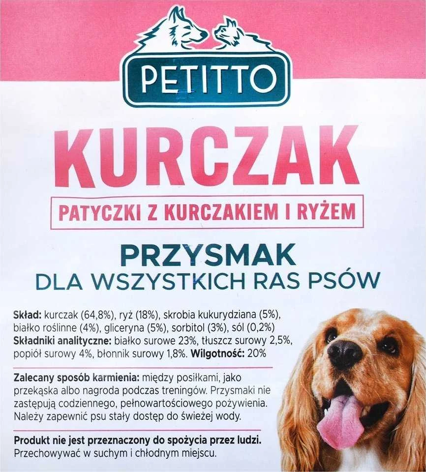 PETITTO lazdelės su vištiena ir ryžiais - skanėstas šuniui - 500g