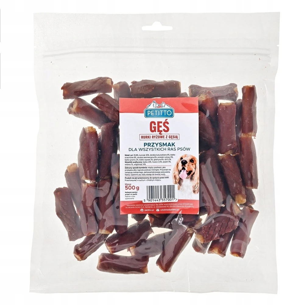 PETITTO ryžiai sticks with goose – skanėstas šuniui – 500g