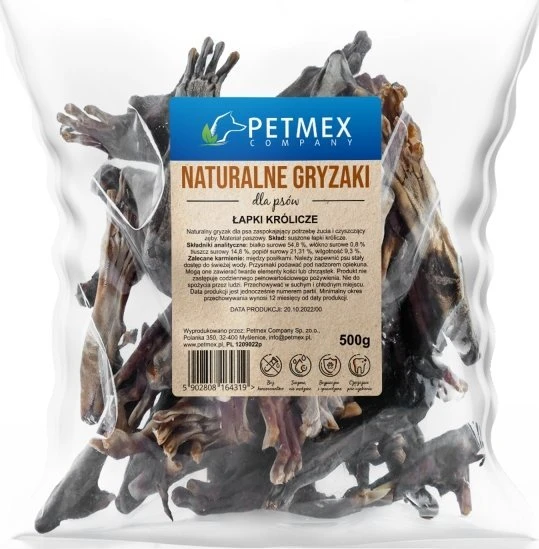 PETMEX Triušio letenėlės su kailiu Mono – skanėstas šuniui – 500g