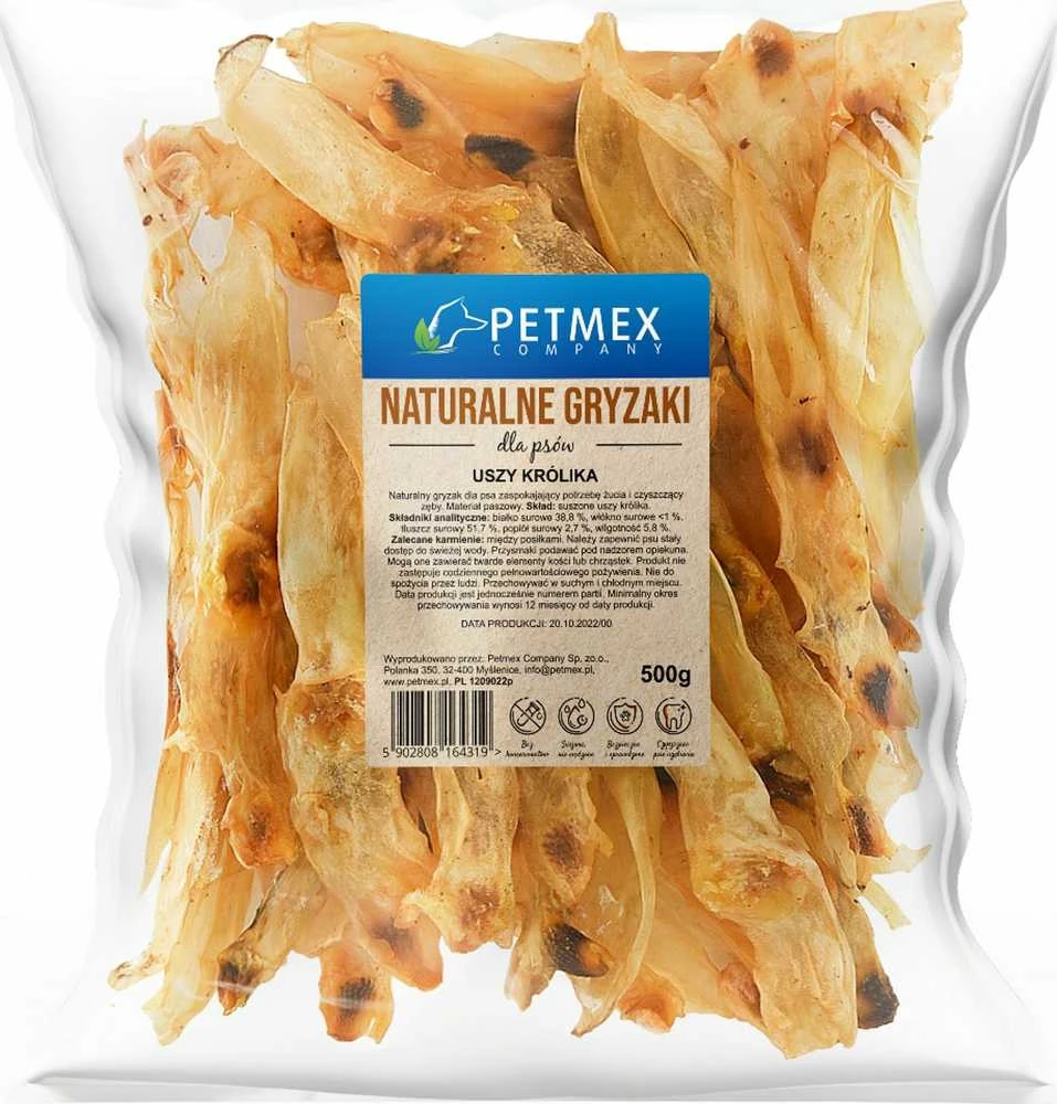 Šunų Skanėstai - PETMEX Triušių Ausys 500g Hipoalerginis Be Grūdų