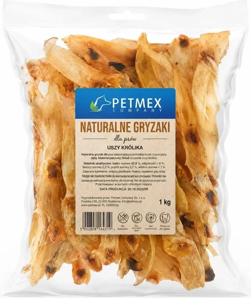 PETMEX triušiena ears – skanėstas šuniui – 1kg