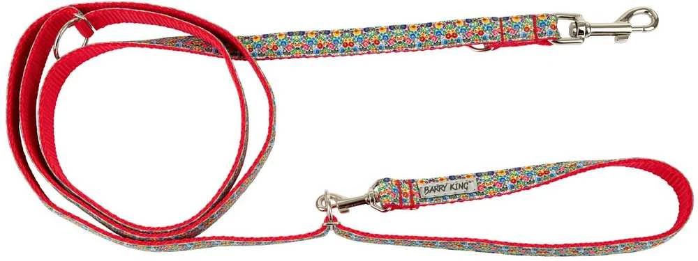 Pets Collection Šuns pavadėlis, folk raštas, reguliuojamas, juosta, 16MM/220CM raudona