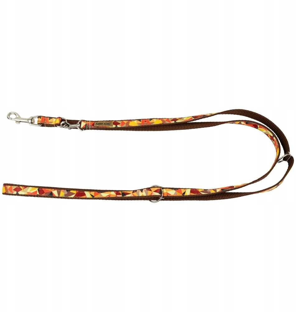 Pets Collection Šuns pavadėlis, rudens raštas, reguliuojamas, juostelė, 16MM/220CM ruda