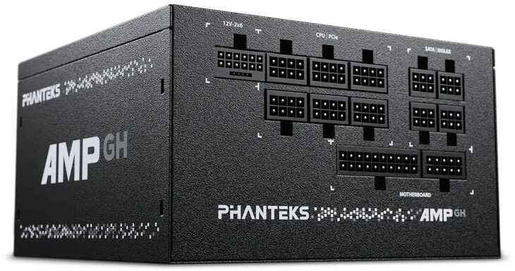 „Phanteks AMP GH V2 1000W 80 PLUS Platinum“ maitinimo šaltinis, PCIe 5.1, ATX 3.1 × 1000 vatų, Juodas