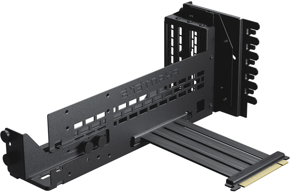 „Phanteks Premium PCIe Gen 5“ vertikalus GPU laikiklis, DRGB, su PCIe 5.0 jungties kabeliu – 220 mm, juodas