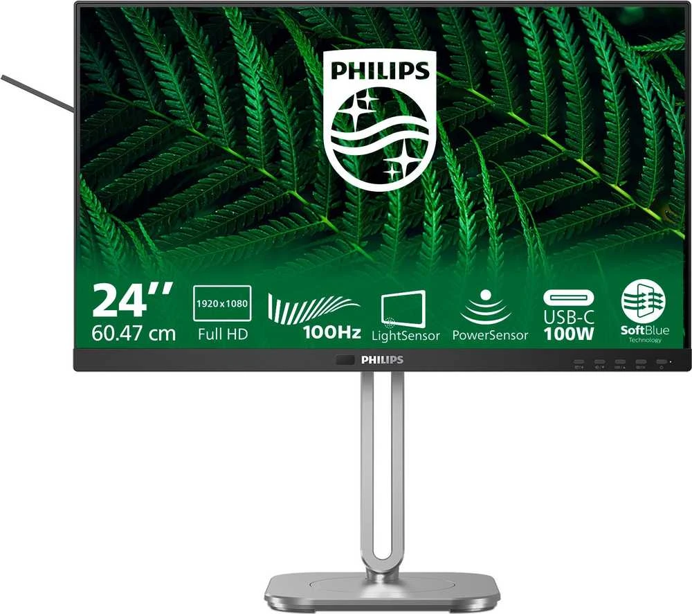 Mmd monitoriai Ekranai PHILIPS 24B2G5301/00 Monitorius 23.8 colio 1920x1080 100Hz HDMI DP USB tamsus pilkas
