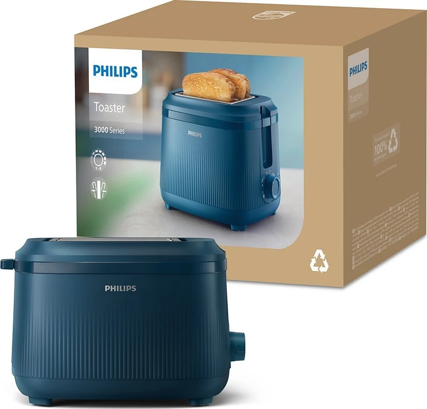 Skrudintuvas Philips 3000 Serija, HD2511/70, 8 nustatymai, 2 angos, bandelių šildymas