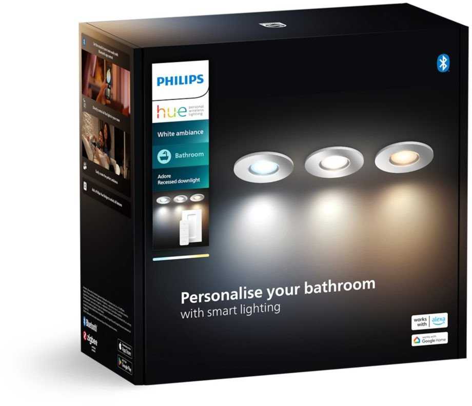 Philips Hue Baltas Amb. Adore Einbausp rund sidabrinis 3x350lm DS