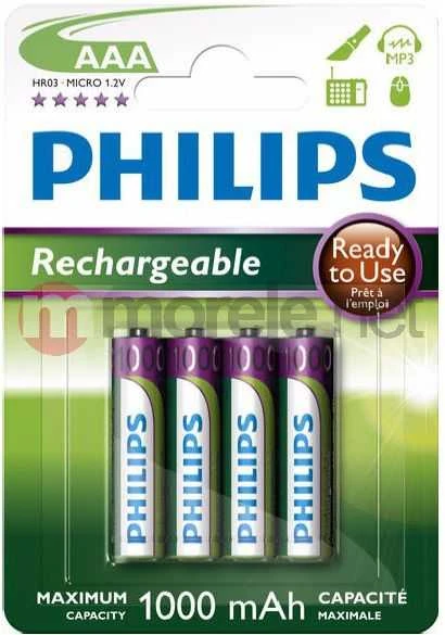 Philips AAA 1000mAh įkraunamos baterijos pakuotėje