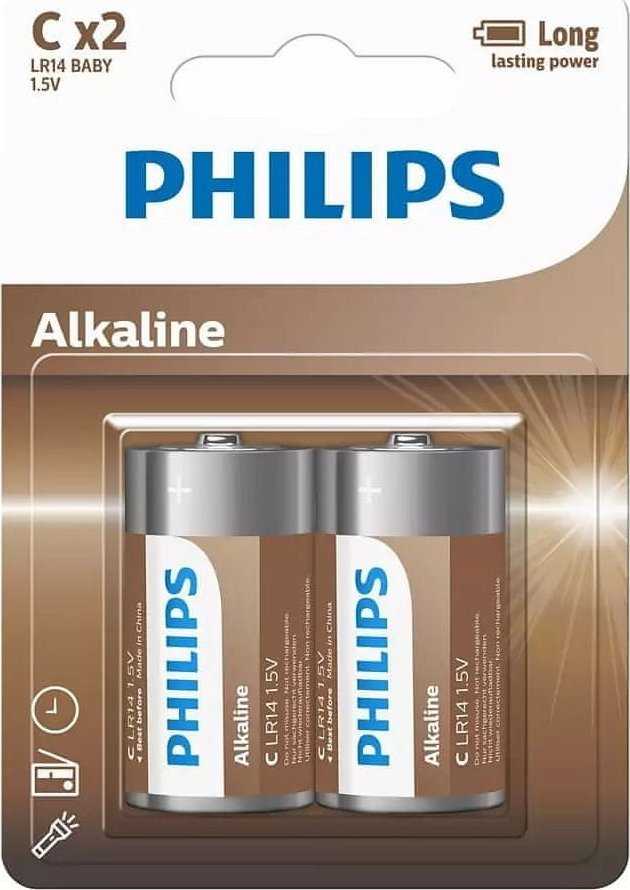 „Philips“ C tipo šarminės baterijos – 2 vnt.