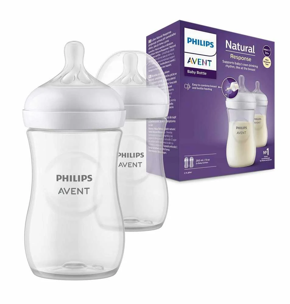 PHILIPS AVENT NATURAL RESPONSE BUTELIUKŲ RINKINYS, 260 ML, 1 MĖN.+, 2 VNT., BALTA