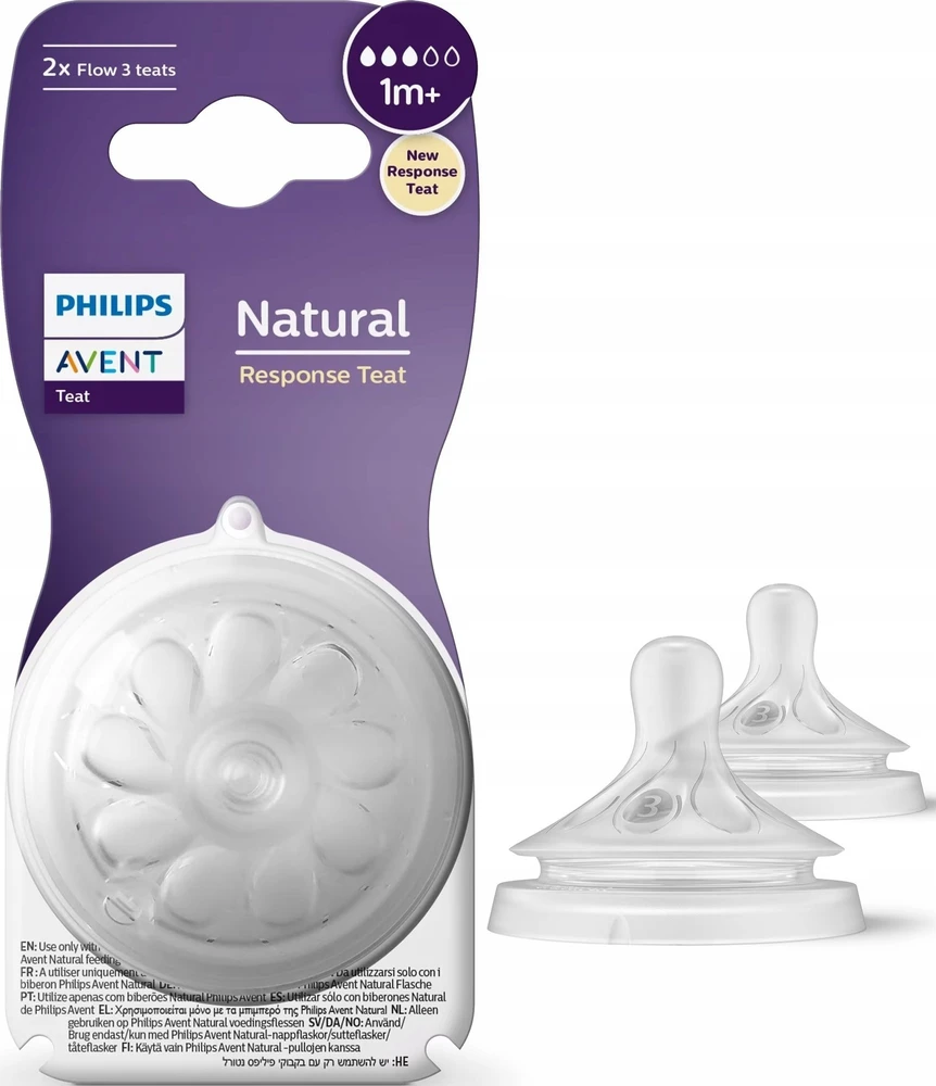 Philips AVENT Natural Response SCY963/02 Kūdikio buteliuko žindukas, padedantis sumažinti pilvo dieglius, Ortodontinis, Antidieglių vožtuvas, 2 vnt.