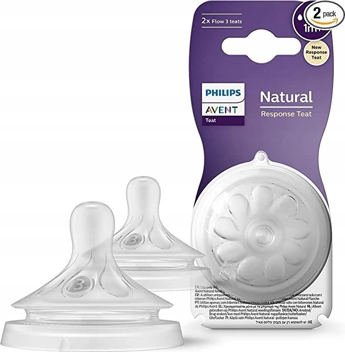 Philips AVENT Natural Response SCY963/02 Kūdikio buteliuko žindukas, padedantis sumažinti pilvo dieglius, Ortodontinis, Antidieglių vožtuvas, 2 vnt.