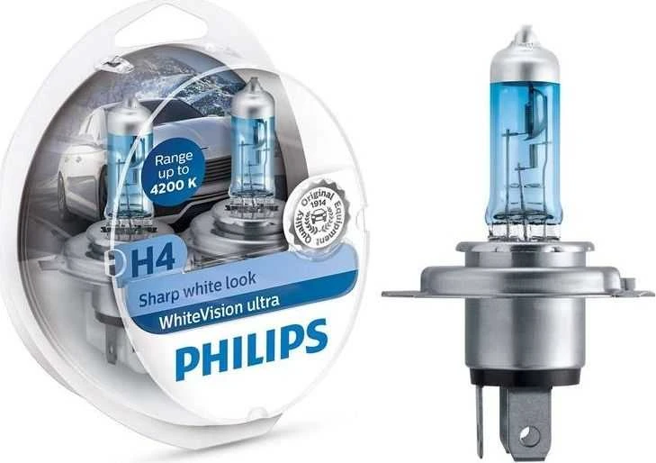 Philips lemputės Baltas Vision Ultra, +60% H4, 60/55W, DUO 12342WV