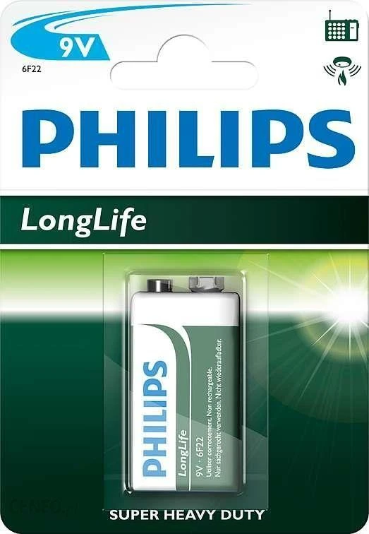 PHILIPS 6F22L1B/10 Baterija PHILIPS LONGLIFE 9V 6F22 (BLISTER OF 1)