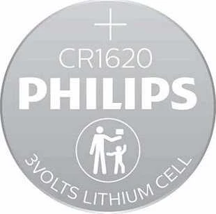 Philips CR1620 3V baterija, viršutinė pusė
