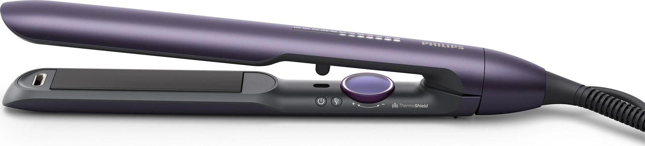 Philips | Plaukų tiesinimo žnyplės | BHS752/00 | Garantija 24 mėn. | Ceramic heating system | Ionic function | Ekranas LED | Temperature (max) 230 °C | Number of heating levels 12 | Metallic Dark Violetinė
