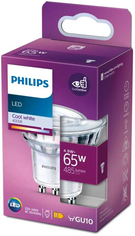 Philips LEMPUTĖ LED GU10 4.9W 4000K 485LM