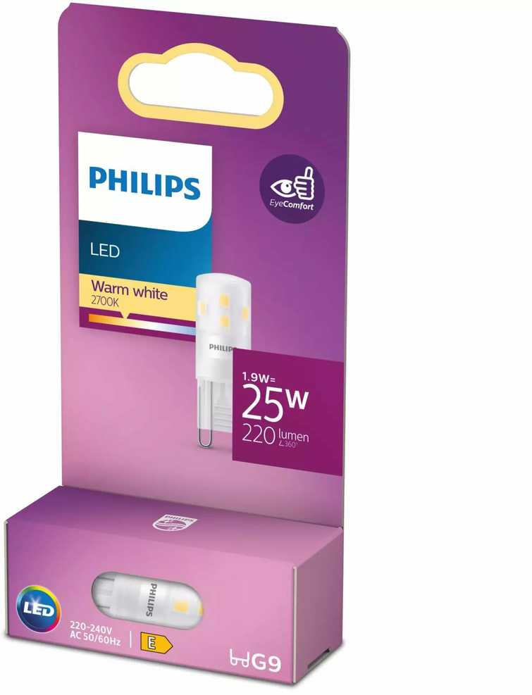 Philips Capsule 25 W G9, 1.9 W, 220 lm, Warm baltas