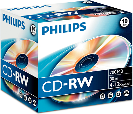 1x10 Philips CD-RW 80 min. 700 MB 4-12x JC