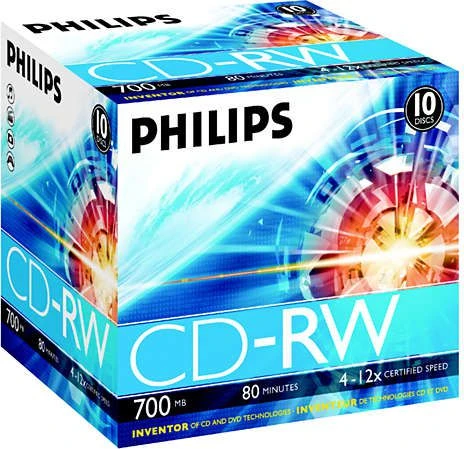 1x10 Philips CD-RW 80 min. 700 MB 4-12x JC