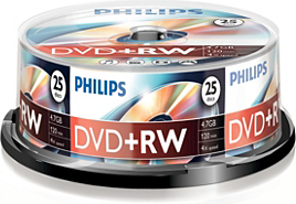 1x25 Philips DVD+RW 4,7GB 4x SP