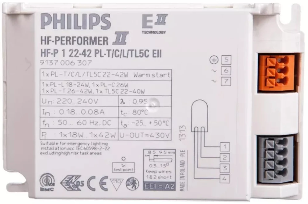 PHILIPS Forkobling elektronisk 1x22-42W, 220-240V, HF-P PL-T/C/L/TL5C