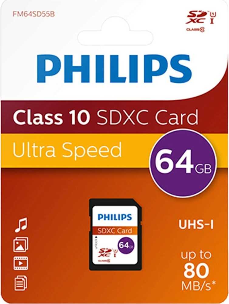 Atminties kortelė „Philips“ SDXC kortelė 64 GB, 10 klasės UHS-I U1