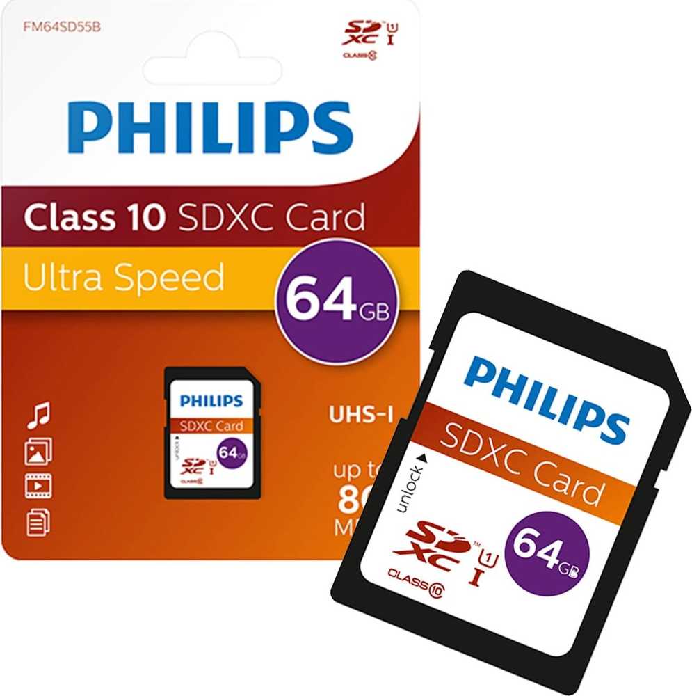 Atminties kortelė „Philips“ SDXC kortelė 64 GB, 10 klasės UHS-I U1
