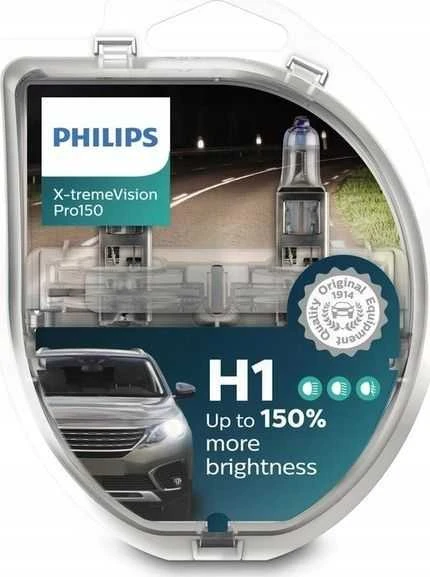 Philips Lempučių komplektas 2vnt. 55W 12V P14,5s H1 X-TREMEVISION Pro150+150%