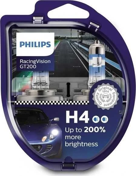 Philips Lempučių komplektas 2vnt. 60/55W 12V P43t H4 RACING VISION GT200+200%