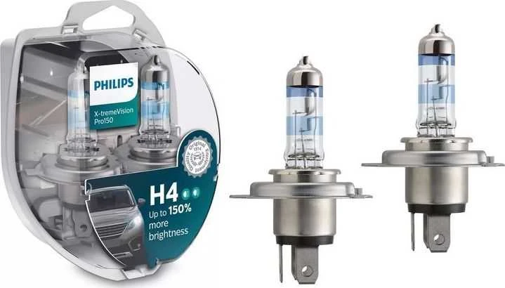 Philips lemputės X-TremeVision +150%, H4, 60/55W, DUO 12342XVPS2