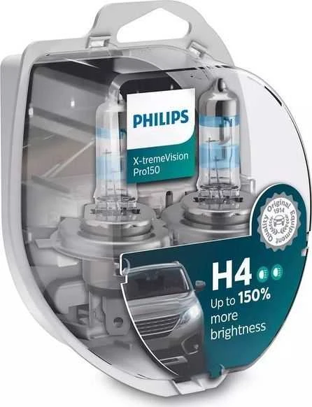 Philips lemputės X-TremeVision +150%, H4, 60/55W, DUO 12342XVPS2