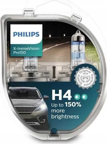 Philips lemputės X-TremeVision +150%, H4, 60/55W, DUO 12342XVPS2