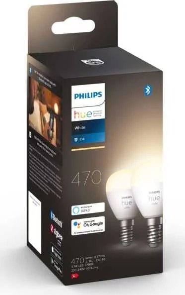 Philips Hue Lamp E14 5.7WW BT rutulinis 2 pak