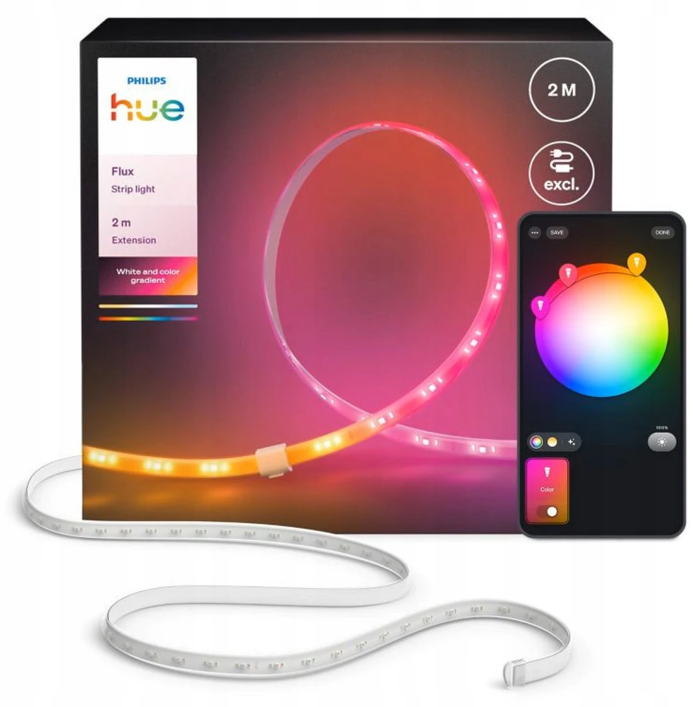 „Philips Hue Flux“ šviesos juostos prailginimas, 2 m | 19,5 W | Daugiaspalvė šviesa | „Bluetooth“, „Zigbee“