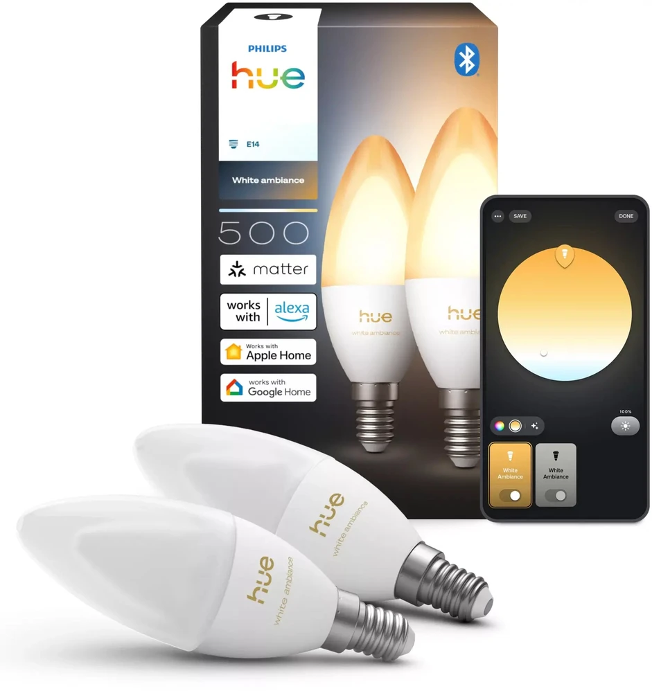 Philips Hue E14 3,7 W balta šviesa (1000-20000 K) B39 žvakės formos 2 vnt.