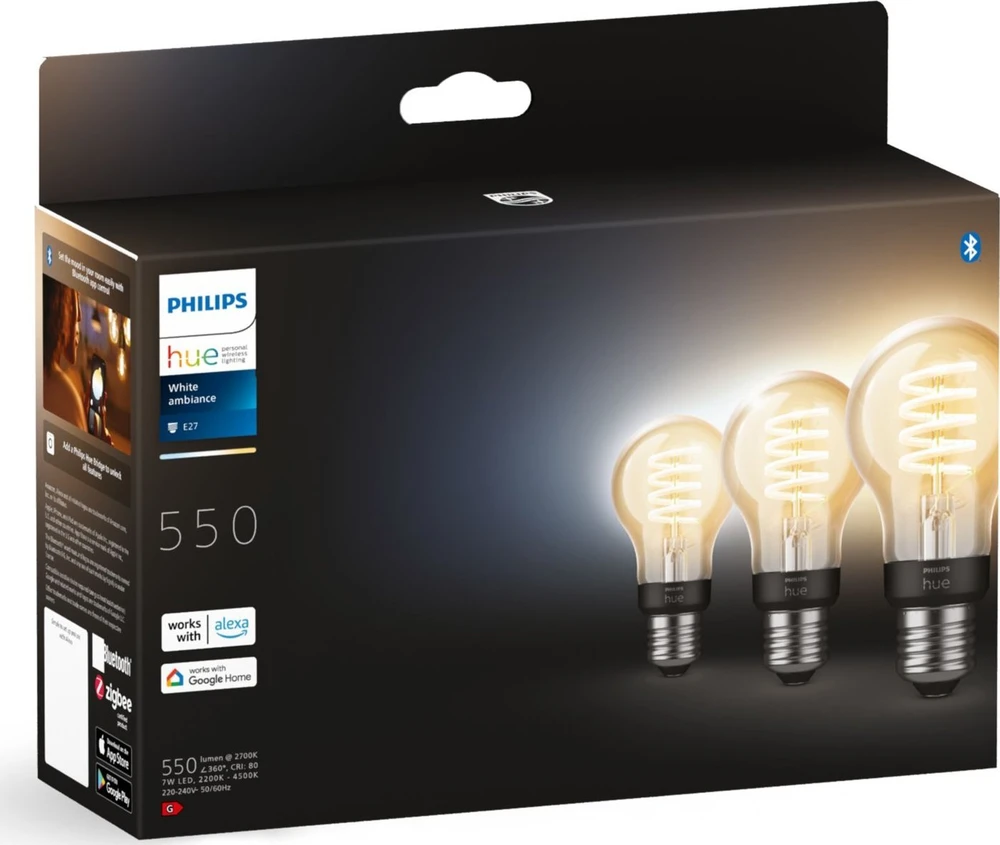 Philips Hue Baltas Ambiance E27 Filament 3erPack