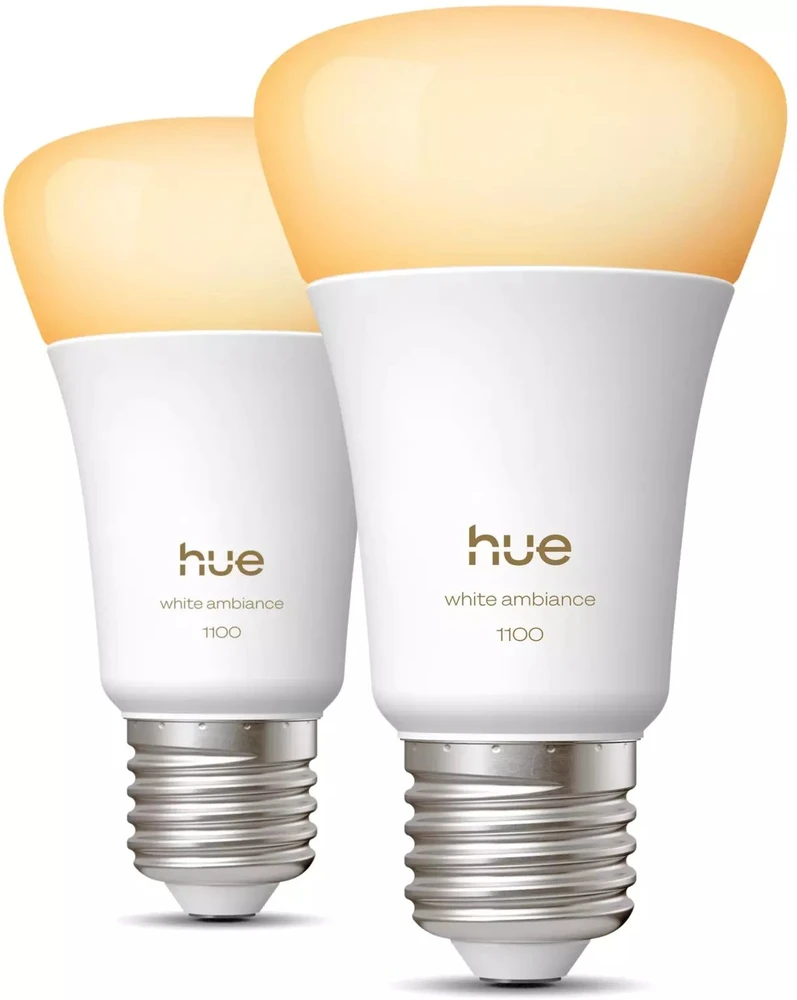 Philips Hue WA 1100 A60 2P EU | E27 | 8,1 W | Nuo šiltos iki vėsios baltos šviesos | „Bluetooth“ ir „Zigbee“