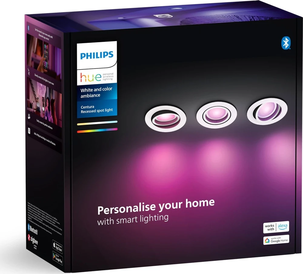 Philips Hue Baltas & Color Ambiance Centura lubų taškas įgilintas baltas • 3 vnt