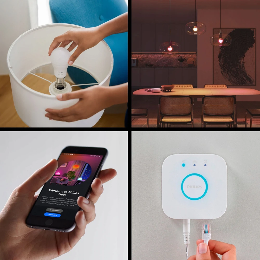 „Philips Hue E WCA 806 A60 E27“ 3 rinkiniai EU | E27 | 8 W | 16 milijonų spalvų, Baltos ir spalvotos šviesos