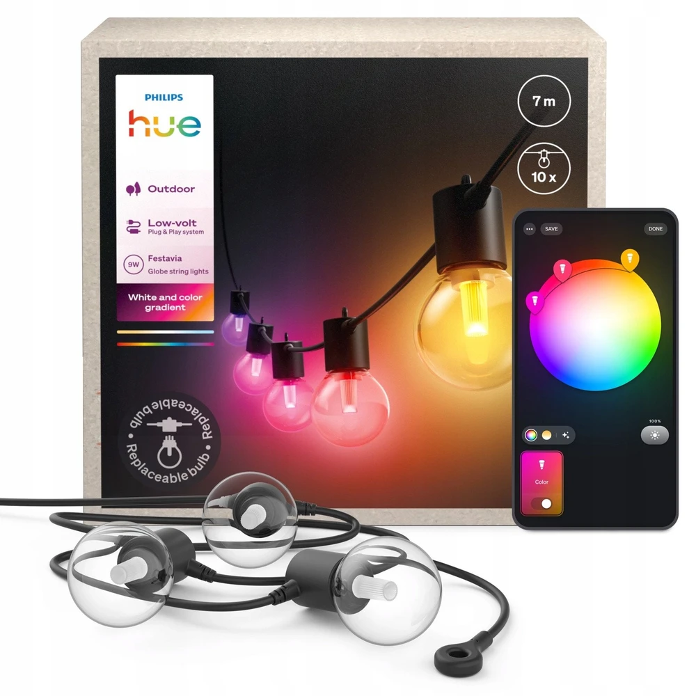 „Philips Hue Festavia Globe“ lauko švieselių pasakos, 7 m | 30 W | „Bluetooth“, „Zigbee“