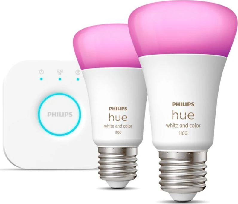 Philips Hue HueWCA Starter Kit 2pcs, Bridge | E27 | 11 W | Baltas and colored light, 2000K-6500K +16 million colors | Bluetooth and Zigbee