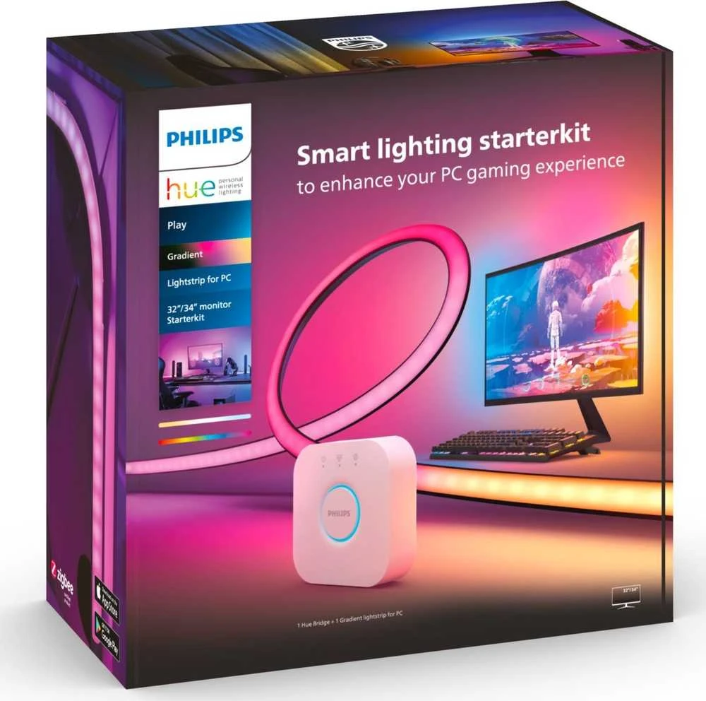 „Philips Hue Gradient PC Lightstrip“ 32–34 colių pradinis rinkinys | 19 W