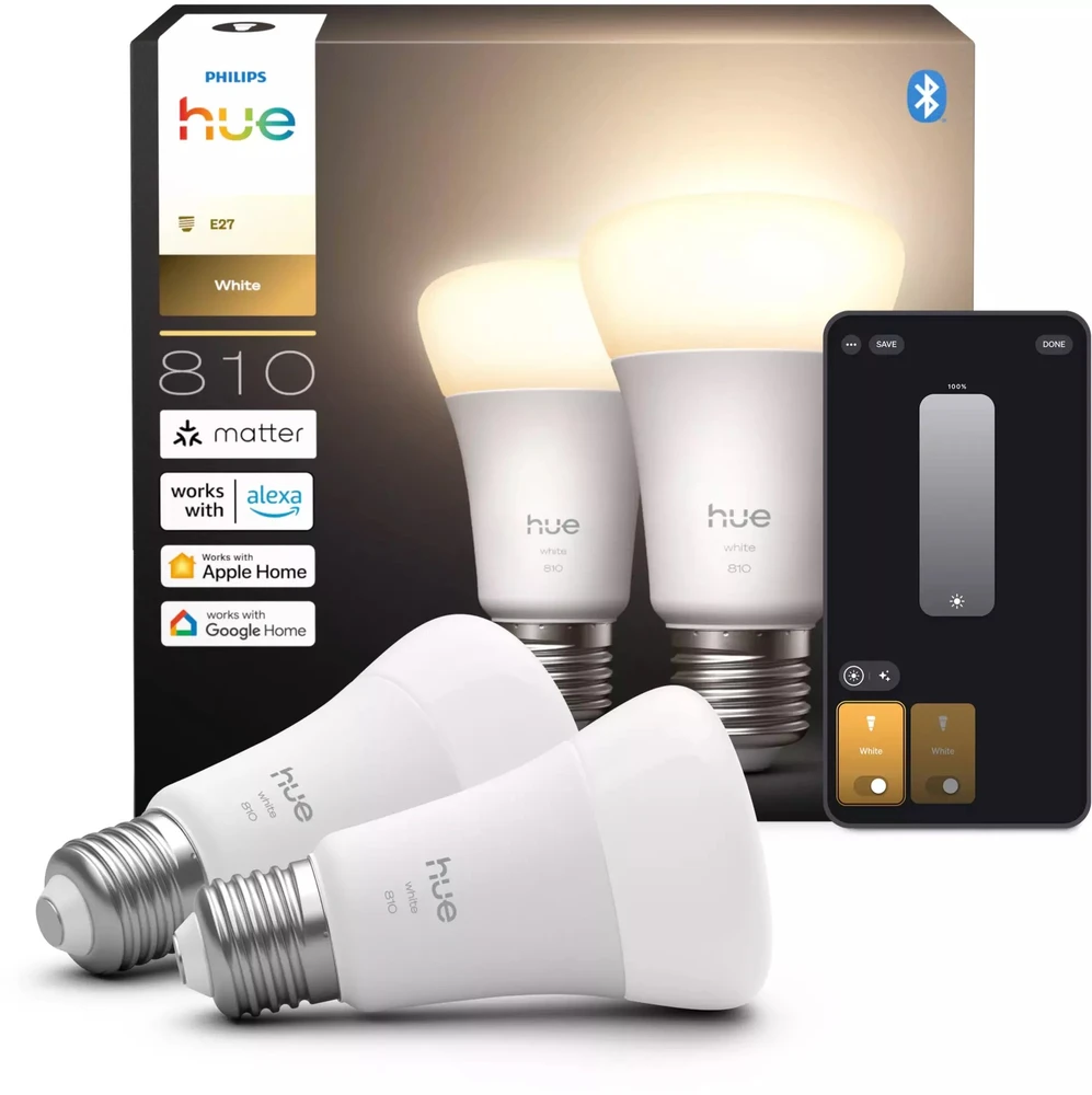 „Philips Hue W 810 A60 2P EU“ | E27 | 7 W | Nuo šiltos iki šaltos šviesos | „Bluetooth“, „Zigbee“