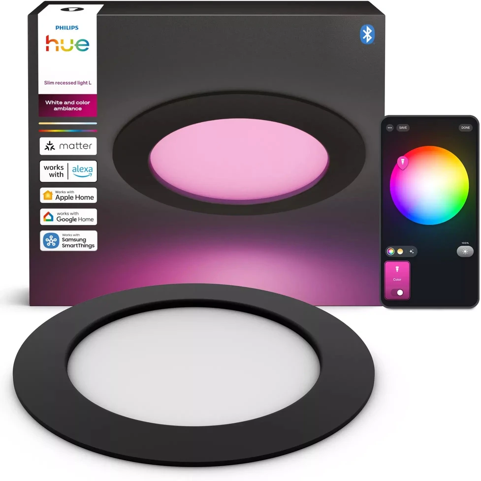 Philips Hue Slim Downlight LED Einbauleuchte juodas