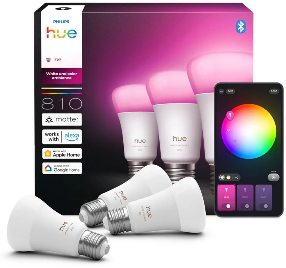 „Philips Hue WCA 810 A60 3P EU“ | E27 | 6 W | „Bluetooth“, „Zigbee“