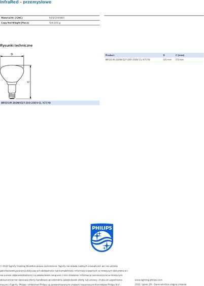 Philips Infrared lamp BR125 IR 250W E27 230-250V CL (57523423)